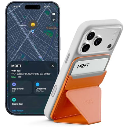 MOFT MagSafe Wallet Stand with Apple Find My, Ultra-Slim Trackable Strong Magnetic Phone Card Holder, 3-in-1 Multi-Angle Adjustable Phone Stand for iPhone 18/17/16/15/14/13 Series, Terracotta - color: Terracotta