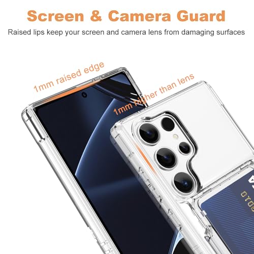 Wallet Case for Samsung Galaxy S25 Ultra with 3 Credit Card Holder | Slot Shockproof Hybrid Heavy Duty Protection Clear Phone Cover Compatible with Galaxy S25 Ultra (Clear) - color: Clear, size: Samsung Galaxy S25 Ultra