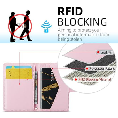 for Apple Magsafe Wallet,PU Leather Magnetic Wallet for iPhone 17/16/15/14/13/12 pro Max/Mini/plus,6 Card Holders with RFID Blocking (Light pink) - color: Light pink