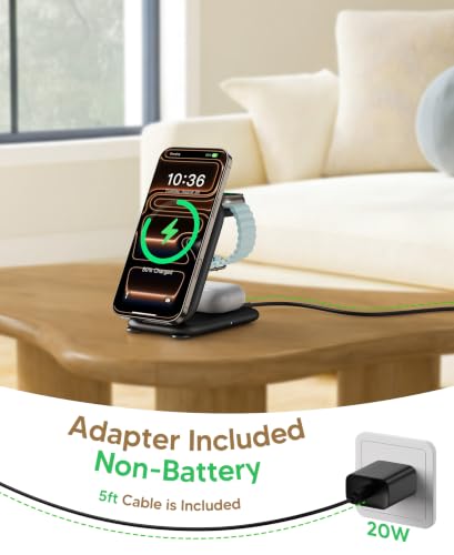 Mukiya PaktVault Traveling Fast Wireless Charging Station for iPhone Duo - color: Black