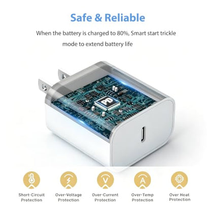 iPhone Fast Charger, 20W PD Fast Charger Type C Power Wall Charger Block with【Apple MFi Certified】 6FT USB C to Lightning Cable - size: 1Pack-Lightning