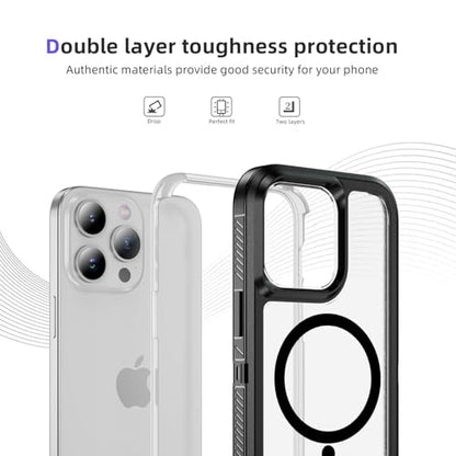 Magnetic for iPhone 13 Pro Case, Compatible with MagSafe, Shockproof Dustproof Drop Proof, Military Grade Double Layer Protection, Black/Clear - color: Magnetic Black/Clear, size: iPhone 13 PRO
