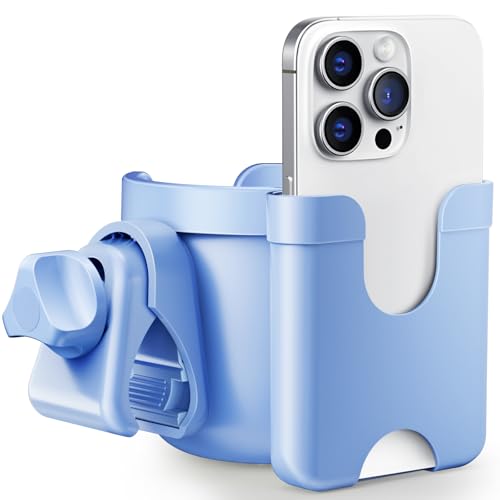 Stroller Cup Holder with Phone Holder, Accessories for Walker Wheelchair - color: Blue