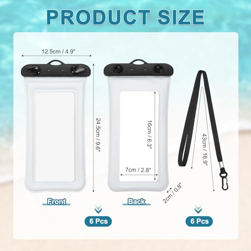PATIKIL 3Pcs Waterproof Phone Pouch Floating No Sink Universal Cellphone Dry Bag Waterproof Phone Case for Kayaking Beach Swimming Hiking, White - color: White