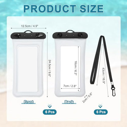 PATIKIL 3Pcs Waterproof Phone Pouch Floating No Sink Universal Cellphone Dry Bag Waterproof Phone Case for Kayaking Beach Swimming Hiking, White - color: White