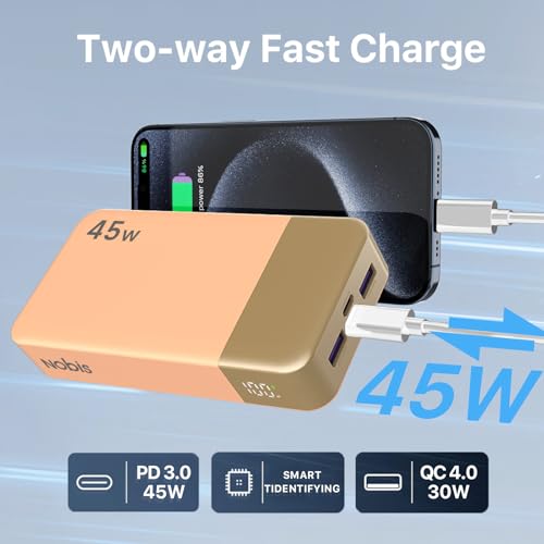 NOBIS Portable Charger 45W 20000mAh Power Bank Fast Charging - color: Orange
