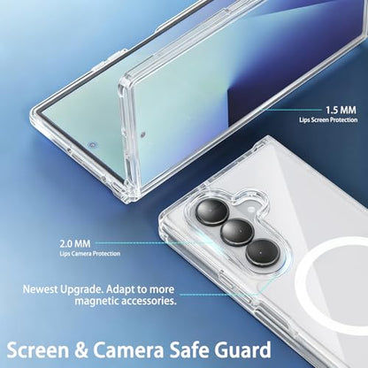 One Piece Design Clear Magnetic Case for Galaxy Z Fold 6, Ultra Slim Fit | Fit for MagSafe, Anti Yellow, Shockproof Transparent Back Integrated Bumper Wireless Charging Phone Case Cover - color: Clear for Z Fold 6