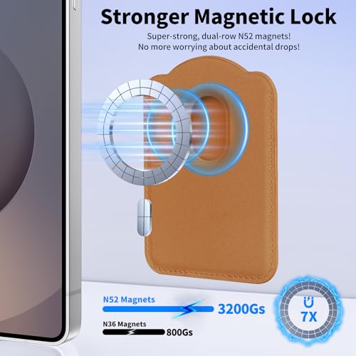 Magnetic Wallet for Samsung Galaxy S26 S25 S24 Series, Fold 8 Ultra with Magsafe Case, for iPhone 17-12 Series, RFID Blocking Leather Magnetic Card Holder | Holds 3 Cards | Brown - color: Brown