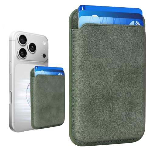 Magnetic Wallet Cell Phone Card Holder for Phone Case with Mag-Safe - color: Ash Green, size: 1 Pack