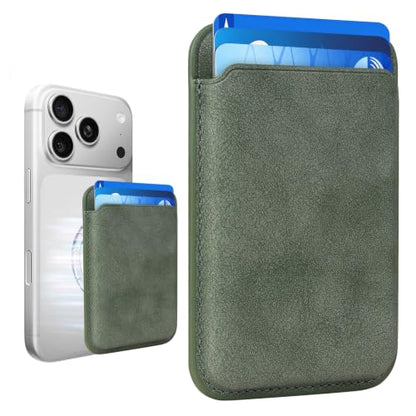 Magnetic Wallet Cell Phone Card Holder for Phone Case with Mag-Safe - color: Ash Green, size: 1 Pack