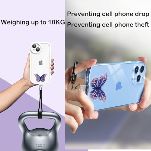Phone Tether Tab 3 Pcs Universal Phone Lanyard Case Patch Without Adhesive with 1 Pc Spring Ring Phone Lanyard Replacement Part Pad for Cell Phone Strap for iPhone Samsung Google Butterfly