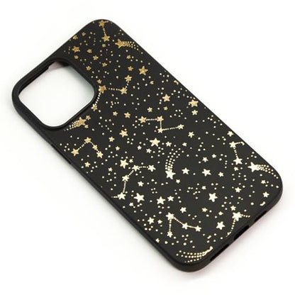 Black Case Compatible with - iPhone 14 Pro Max - 6.7 inch Gold Constellations Rubber Cover Cute Bumper Slim Shockproof Golden Celestial Aesthetic Fancy Stars Astrological Theme for Women Girls - color: Starry, size: iPhone 14 Pro Max