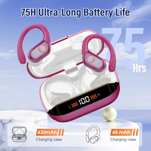 Wireless Earbuds Sports, 75Hrs Bluetooth 5.4 Headphones, Hi-Fi Stereo Bass - color: Y-Starry Rose Gold