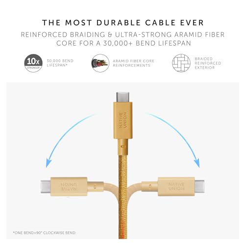 Native Union Anchor Cable 240W – 10ft Reinforced Braided USB-C to USB-C Power Delivery 3.1 Charging Cable with Weighted Knot – for iPhone 17 Pro Max/17e, MacBook Pro 14"/16" M5, Air M5, Neo (Kraft) - color: Kraft