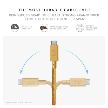 Native Union Anchor Cable 240W – 10ft Reinforced Braided USB-C to USB-C Power Delivery 3.1 Charging Cable with Weighted Knot – for iPhone 17 Pro Max/17e, MacBook Pro 14"/16" M5, Air M5, Neo (Kraft) - color: Kraft