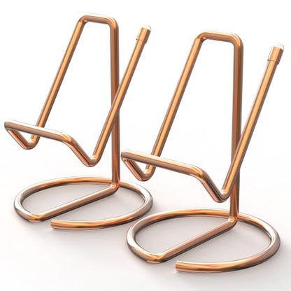 Metal Cell Phone Stand for Desk, Cute One-Piece Phone Holder, Stable Desktop Display Dock for iPhone, iPad, Samsung, Tablets & All Mobile Phones, Rose Gold&Rose Gold - color: (2 PCs) Rose Gold & Rose Gold