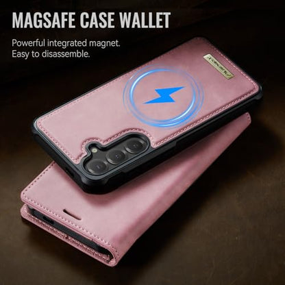 for Samsung Galaxy S26 5G 2in1 Detachable Wallet Case, Pink | Compatible with Magsafe, Magnetic, RFID Blocking Card Holder, Shockproof, Kickstand, Wireless Charging, PU Leather Flip Cover - color: (Detachable 2 in 1)-Pink, size: Galaxy S26