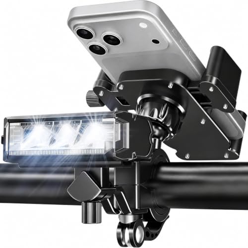 Bike Light Phone Holder, 2-in-1 Detachable Phone Mount
