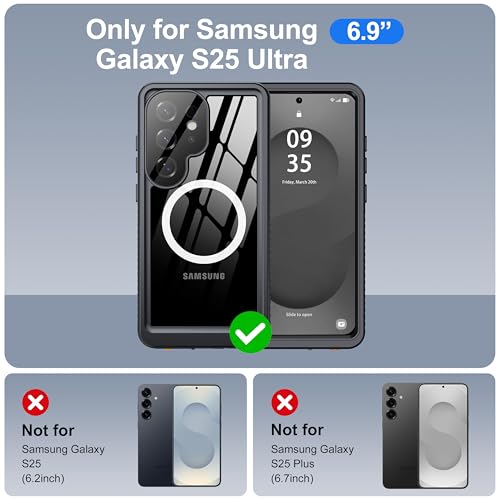 ANTSHARE IP68 Waterproof Case for Samsung Galaxy S25 Ultra, Black/Clear - color: Black/Clear, size: S25 Ultra