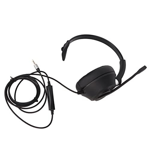 ciciglow Single Sided Ear Headphone, ENC Noise Reduction Business Headset 3.5mm Volume Adjustment Monaural Telephone Headset with Mic for Home Call Center