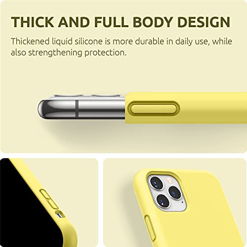 SURPHY Compatible with iPhone 11 Pro Max Case 6.5 inches, Thickened Liquid Silicone Phone Case (with Microfiber Lining) for iPhone 11 Pro Max 2019, Yellow - color: Yellow