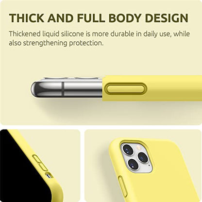 SURPHY Compatible with iPhone 11 Pro Max Case 6.5 inches, Thickened Liquid Silicone Phone Case (with Microfiber Lining) for iPhone 11 Pro Max 2019, Yellow - color: Yellow