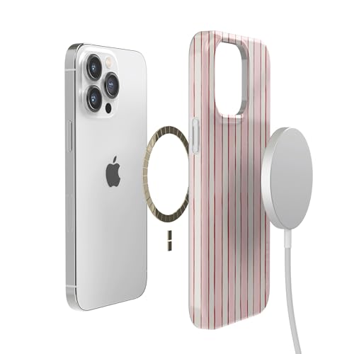 Casely iPhone 14 Pro Case | Pretty in Pastel | Blush Stripes | Compatible with MagSafe | Classic Ultra Slim Design - color: Pretty in Pastel | Blush Stripes, size: iPhone 14 Pro