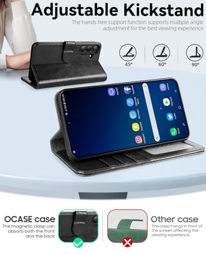 OCASE Compatible with Galaxy S25 Plus Wallet Case, PU Leather Flip Folio Case with Card Holders RFID Blocking Kickstand [Shockproof TPU Inner Shell] Protective Phone Cover 6.7 Inch 2025, Black - color: Black, size: Samsung Galaxy S25 Plus
