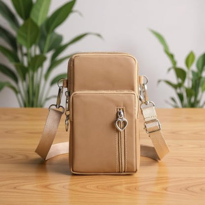 Small Crossbody Bag for Women - Mini Phone Purses with Crossbody Strap and Wallet - Nylon Arm Bag - color: A-khaki