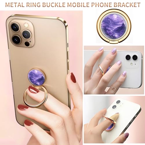 Cell Phone Ring Holder, Cute Metal Phone Grip Stand Finger Ring Kickstand, Flexible 360°Rotation Phone Tablet Case Accessories Compatible with Most Phones Purple Mountain Temple - color: Purple Mountain Temple