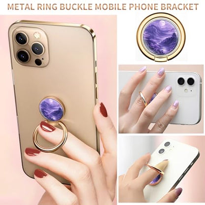 Cell Phone Ring Holder, Cute Metal Phone Grip Stand Finger Ring Kickstand, Flexible 360°Rotation Phone Tablet Case Accessories Compatible with Most Phones Purple Mountain Temple - color: Purple Mountain Temple