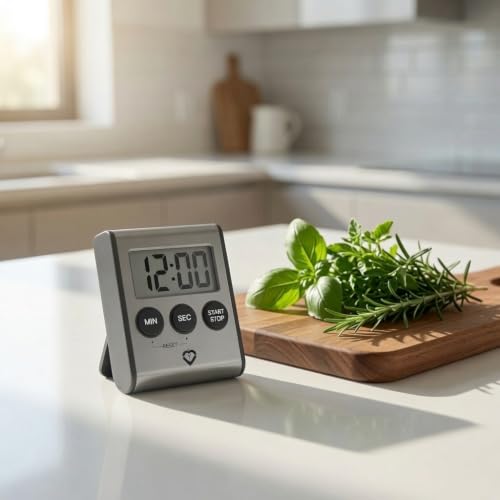 Premium Stainless Steel Digital Kitchen Timer – Ultra-Strong Magnetic Back, Fold-Out Desk Stand, Effortless One-Touch Setup, Extra-Loud Alarm, Oversized Display, Auto Memory, Auto Shut-Off (1)