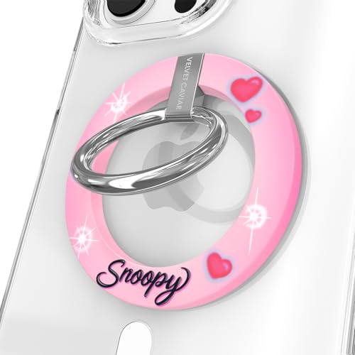 VELVET CAVIAR Compatible with MagSafe Phone Grip - Magnetic Ring Holder with Adjustable Stand - Removable MagSafe Accessories for iPhone 16, 15, 14, 13, 12 (Snoopy Be Mine) - color: Snoopy Be Mine