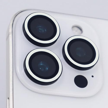 Luminous Camera Lens Protector for iPhone 16 Pro / 16 Pro Max Metal Ring Tempered Glass Glow in The Dark Lens Cover (3PCS) (White, for iPhone 16 Pro/16 Pro Max) - color: White