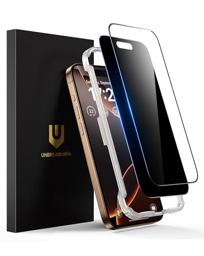 UNBREAKcable 2PCS Screen Protector for iPhone 16 Pro Max - 1 Privacy Tempered Glass+1 Clear Glass Double Shatterproof [Installation Frame] [9H Hardness] [Case Friendly] Anti-Scratch iPhone 6.9 inch - size: iPhone 16 Pro Max