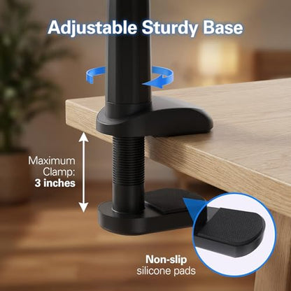 MAGIPEA Gooseneck Phone Holder for Bed, 30in Flexible Overhead Cell Phone Mount for Desk, Hands-Free Viewing Clamp Stand Compatible with iPhone 17 16 15 Pro Max and 3.5-7" Devices - color: Black