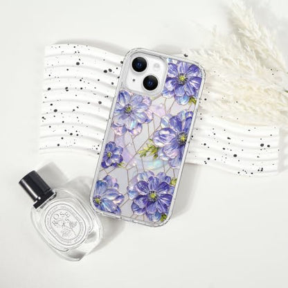 for iPhone 13 Mini 5.4" Magnetic Case【Compatible with MagSafe】 Aesthetic Oil Painting Stained Glass Flower Design, Slim Fit Hard PC Back Shockproof Cute Clear Phone Cover, Purple - color: Purple, size: iPhone 13 Mini
