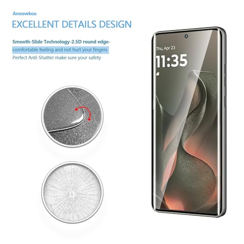 Anoowkoa 3 Pack Designed for Motorola Moto Edge 2025 3D screen protector Tempered Glass Flim.9H Hardness.Super Abrasion Resistance,Anti-Fingerprint.Anti-Scratch,Bubble-free,Easy Installation