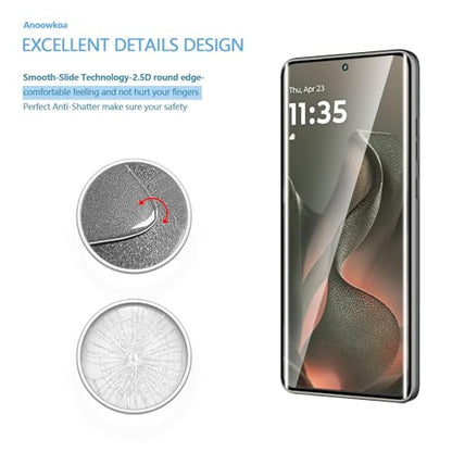 Anoowkoa 3 Pack Designed for Motorola Moto Edge 2025 3D screen protector Tempered Glass Flim.9H Hardness.Super Abrasion Resistance,Anti-Fingerprint.Anti-Scratch,Bubble-free,Easy Installation