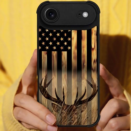DJSOK Case for iPhone 17 Air,Compatible with MagSafe,Anti-Scratch Shockproof Case,Wood Grain American Flag Buck Hunter Deer - color: Wood Grain American Flag Buck Hunter Deer, size: iPhone 17 Air