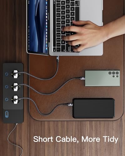 CONMDEX Android Auto USB Cable Short [1ft,2-Pack] 10Gbps, 3A Fast Charging - color: Grey, size: 1ft+1ft, style: 2Pack