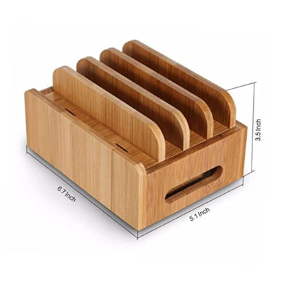 KALLORY Wooden Phone Bracket with Multi Grid Storage Tabletop Organizer