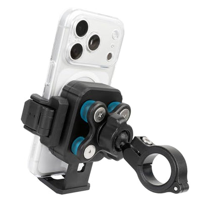 Motorcycle & Bike Phone Holder Mount with Vibration Dampener [Camera Friendly] [1-Second Lock & Release] [Aluminum Alloy Handlebar Clamp Base] for iPhone 17/16/15 Series, 4.7-7" Smartphones