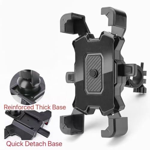 Motorcycle & Bike Phone Mount, 4-Claw Lock Anti-Vibration Phone Holder, 360° Adjustable Rotation Hands-Free GPS Navigation Cradle, Shockproof Stable Stand for E-Bike, Scooter & All Smartphones