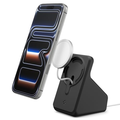 Spigen for MagSafe Charger (25W) Stand Holder Case Nightstand MagFit - color: Black, size: MagFit