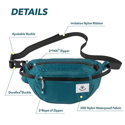 4Monster Hiking Waist Packs Portable,Water Resistant Fanny Bag with Adjustable Strap,Lightweight Crossbody Chest Bag Slim Bag - color: Blue
