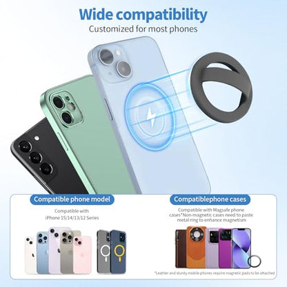 2 PCS Silicone Magnetic Phone Grip Holder,Loop Grip Phone Holder,Easy to Install and Remove,Compatible with Magsafe for iPhone 16/15/14/13/12 Series(Grey+Pink)