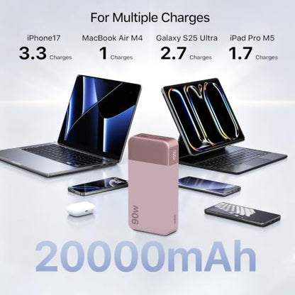NOBIS Portable Charger 20000mAh 90W Laptop Power Bank - color: Pink