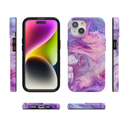 Casely iPhone 15 Plus Case | Tie Dying Over You | Purple Marble | Compatible with MagSafe | Classic Ultra Slim Design - color: Tie Dying Over You | Purple Marble