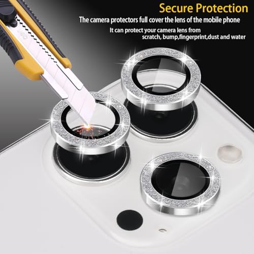 Camera Lens Protector for iPhone 16 Pro/16 Pro Max, Glitter Silver - color: Glitter Silver